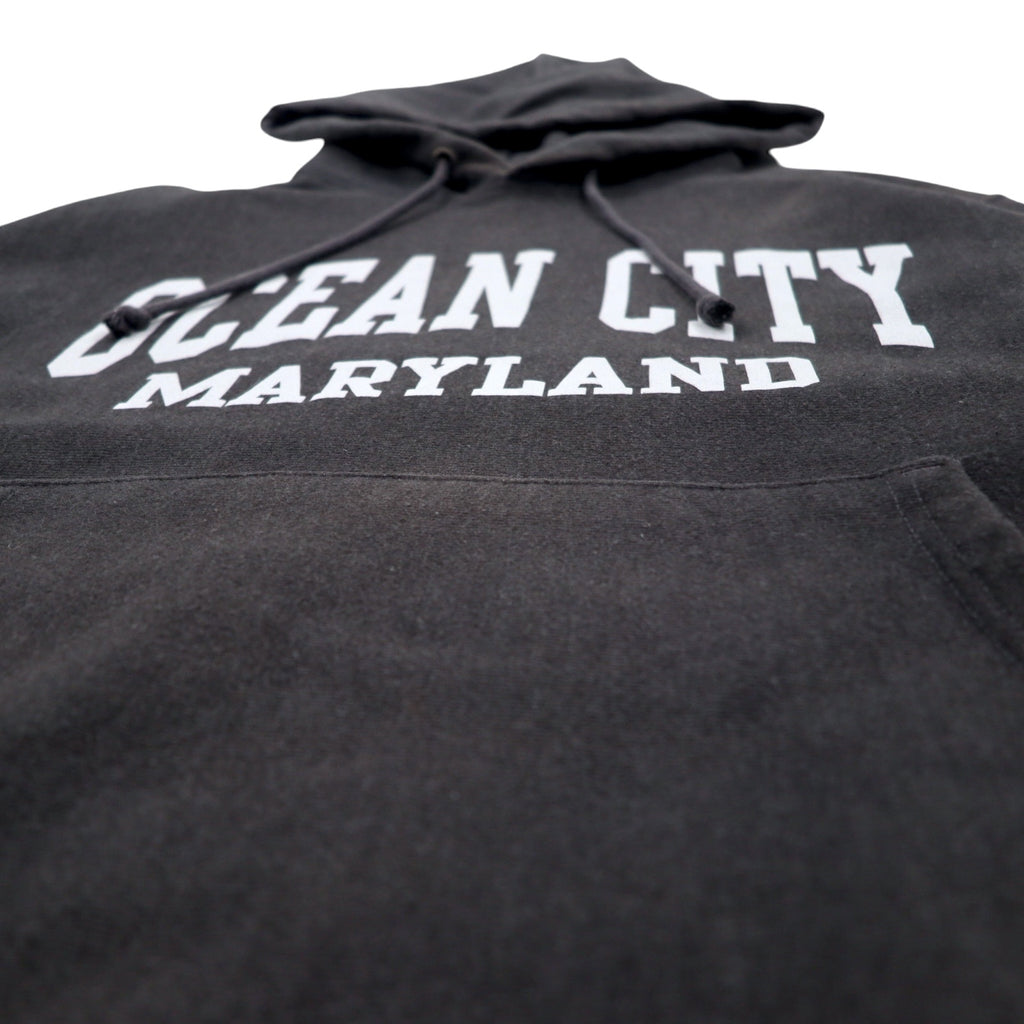 Champion リバースウィーブ プルオーバーパーカー XL グレー コットン 青単タグ 復刻 カレッジ アーチロゴ 2段プリント