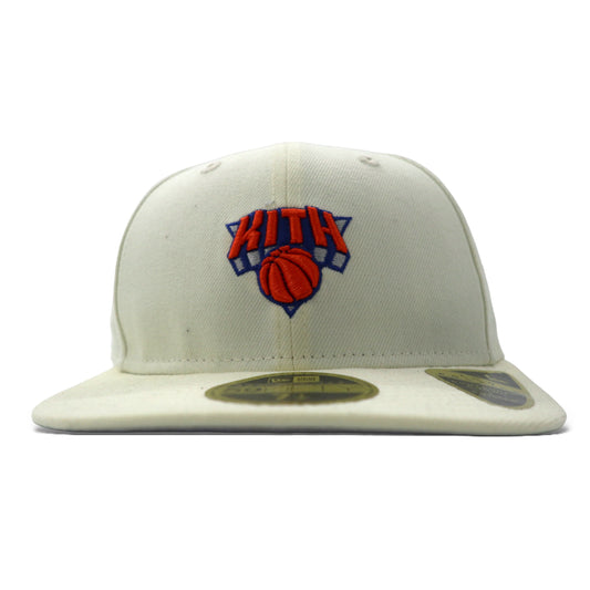 KITH × NEW ERA ベースボールキャップ 59.6cm ホワイト ポリエステル NBA The New York Knicks 59Fifty Low Profile Fitted Hat 未使用品