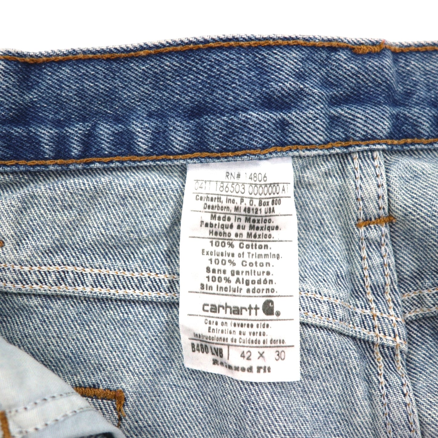 Carhartt Wide Leg Denim Jeans, XL, Relaxed Fit, Indigo, Size B460 LVB