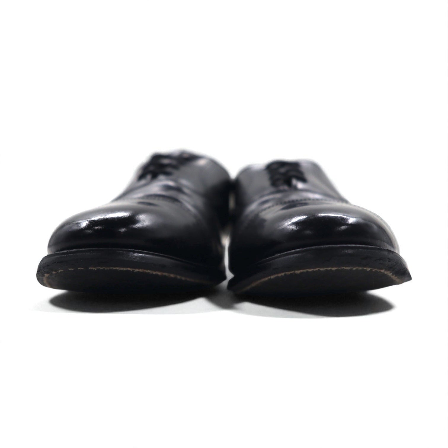 Vintage Punched Cap Toe Dress Shoes, Size 28.5cm, Black Leather, 105523