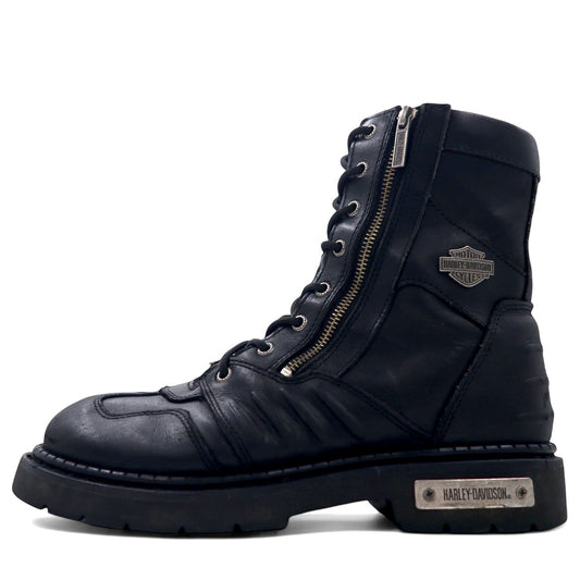 HARLEY DAVIDSON ツインジップ レースアップブーツ 26.5cm ブラック レザー RECOIL BOOT 91551