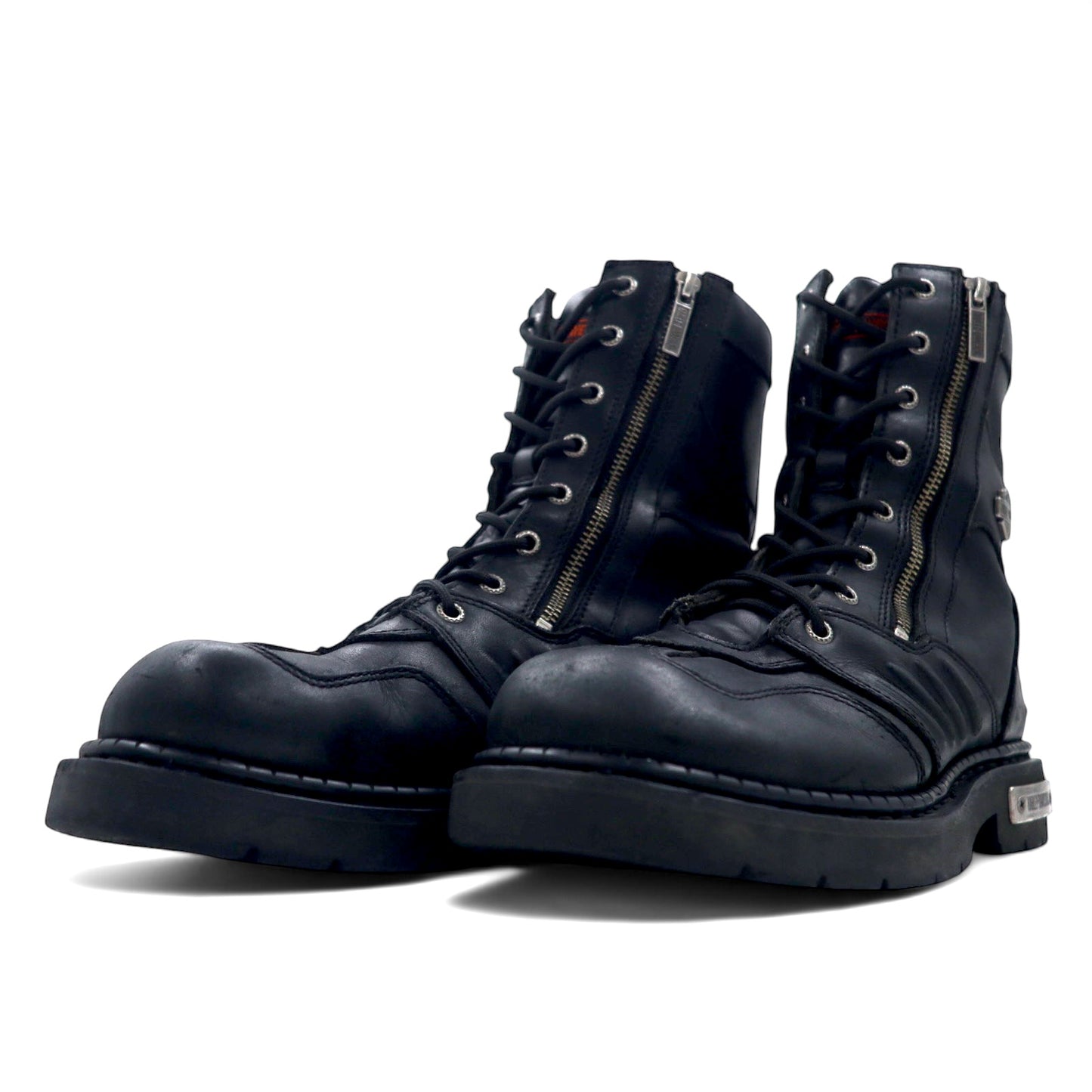 HARLEY DAVIDSON ツインジップ レースアップブーツ 26.5cm ブラック レザー RECOIL BOOT 91551