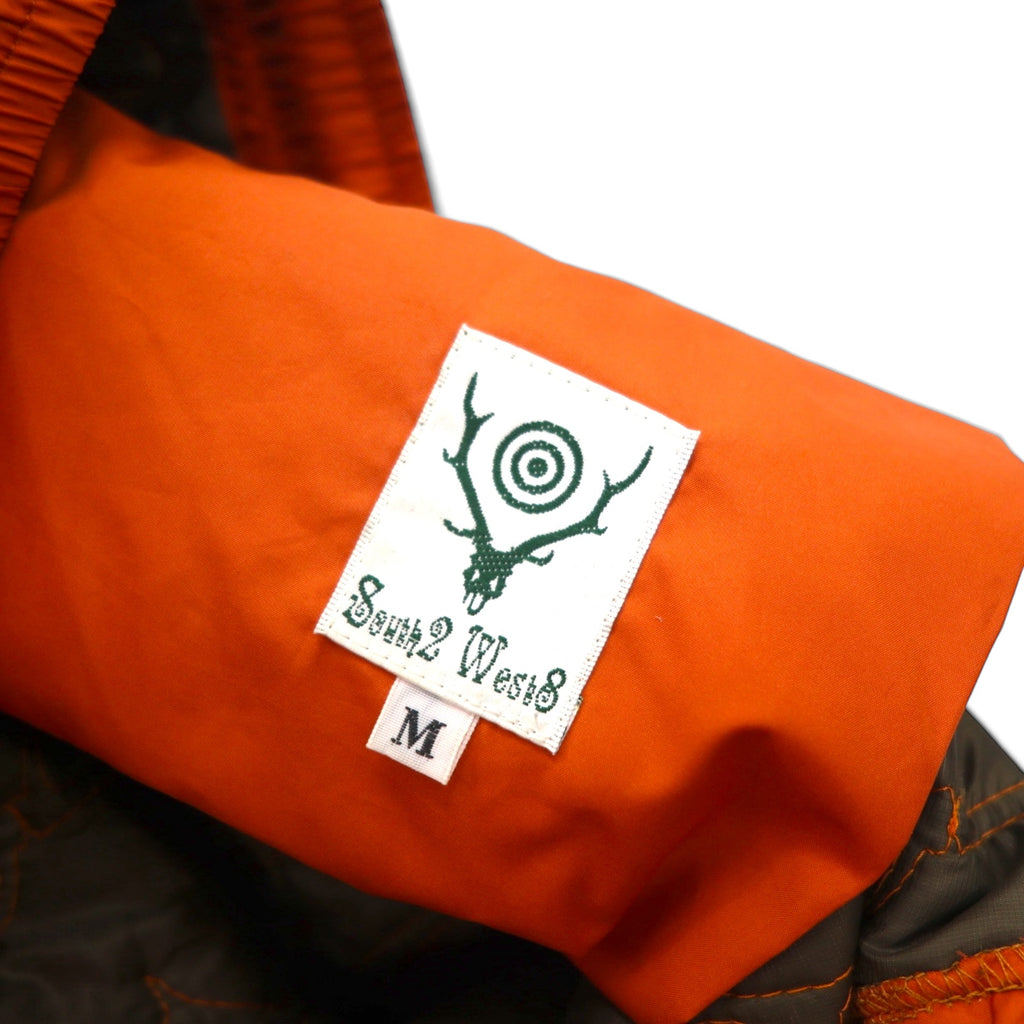 South2 West8 Quilted Pants, Size M, Orange, Padded, Polyester, Zippered Legs, Slit, LQ0706, Made in Japan