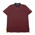 RLX RALPH LAUREN Stretch Mesh Polo Shirt, Size L, Navy and Orange Striped Polyester