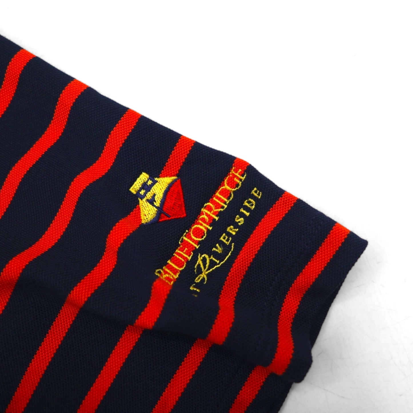 RLX RALPH LAUREN ストレッチメッシュ ポロシャツ L ボーダー ネイビー オレンジ ポリエステル