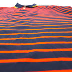 RLX RALPH LAUREN Stretch Mesh Polo Shirt, Size L, Navy and Orange Striped Polyester