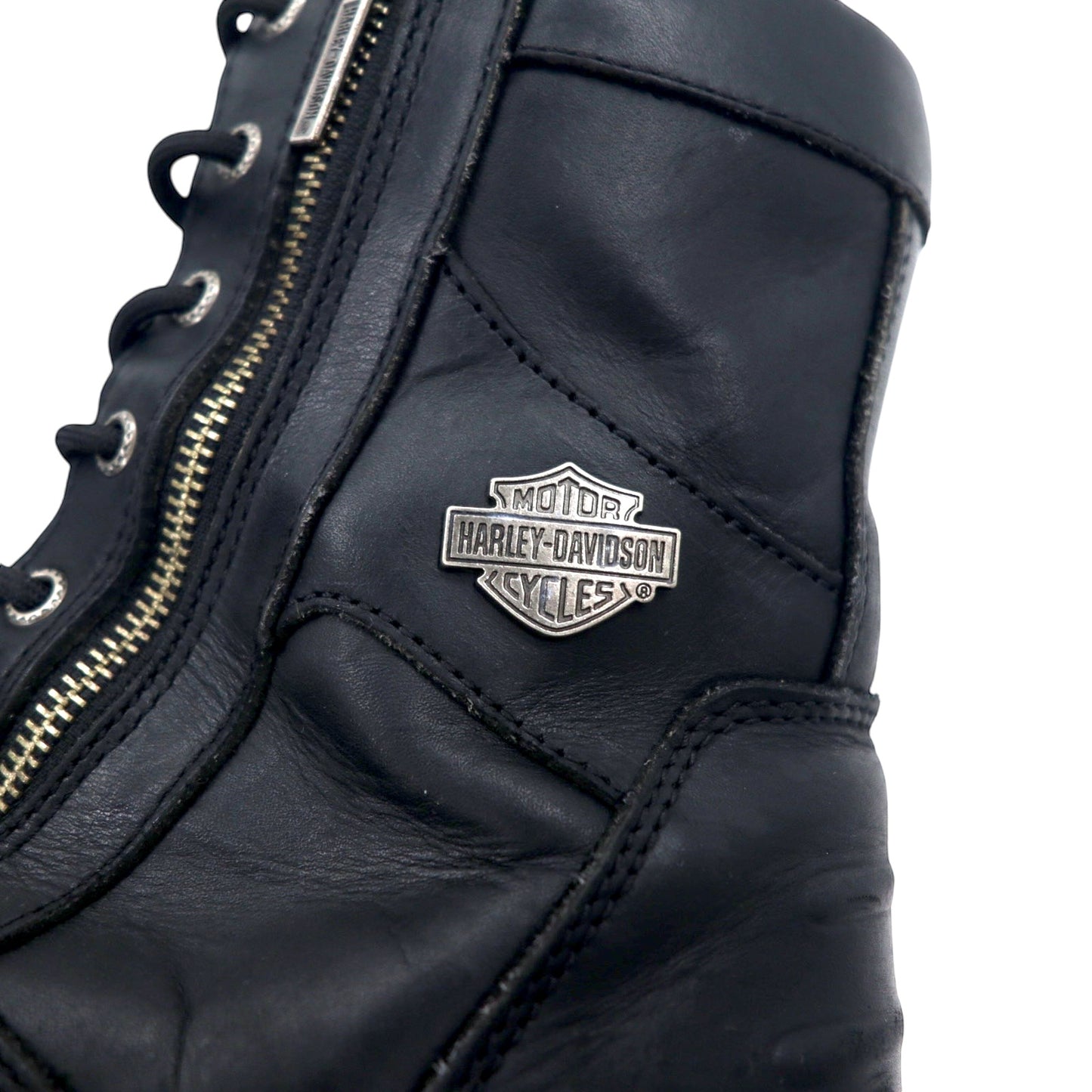 HARLEY DAVIDSON ツインジップ レースアップブーツ 26.5cm ブラック レザー RECOIL BOOT 91551