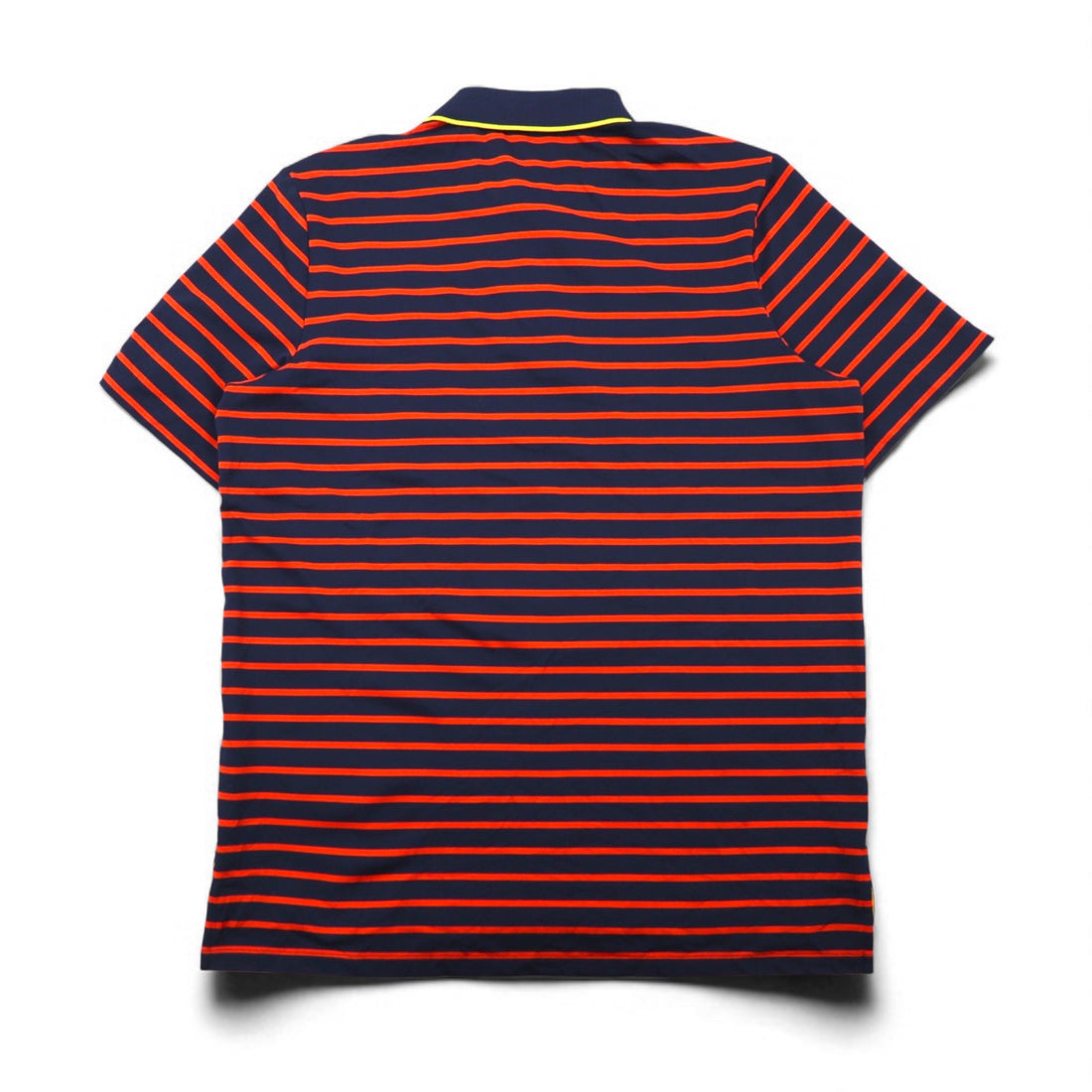 RLX RALPH LAUREN Stretch Mesh Polo Shirt, Size L, Navy and Orange Striped Polyester