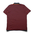 RLX RALPH LAUREN Stretch Mesh Polo Shirt, Size L, Navy and Orange Striped Polyester