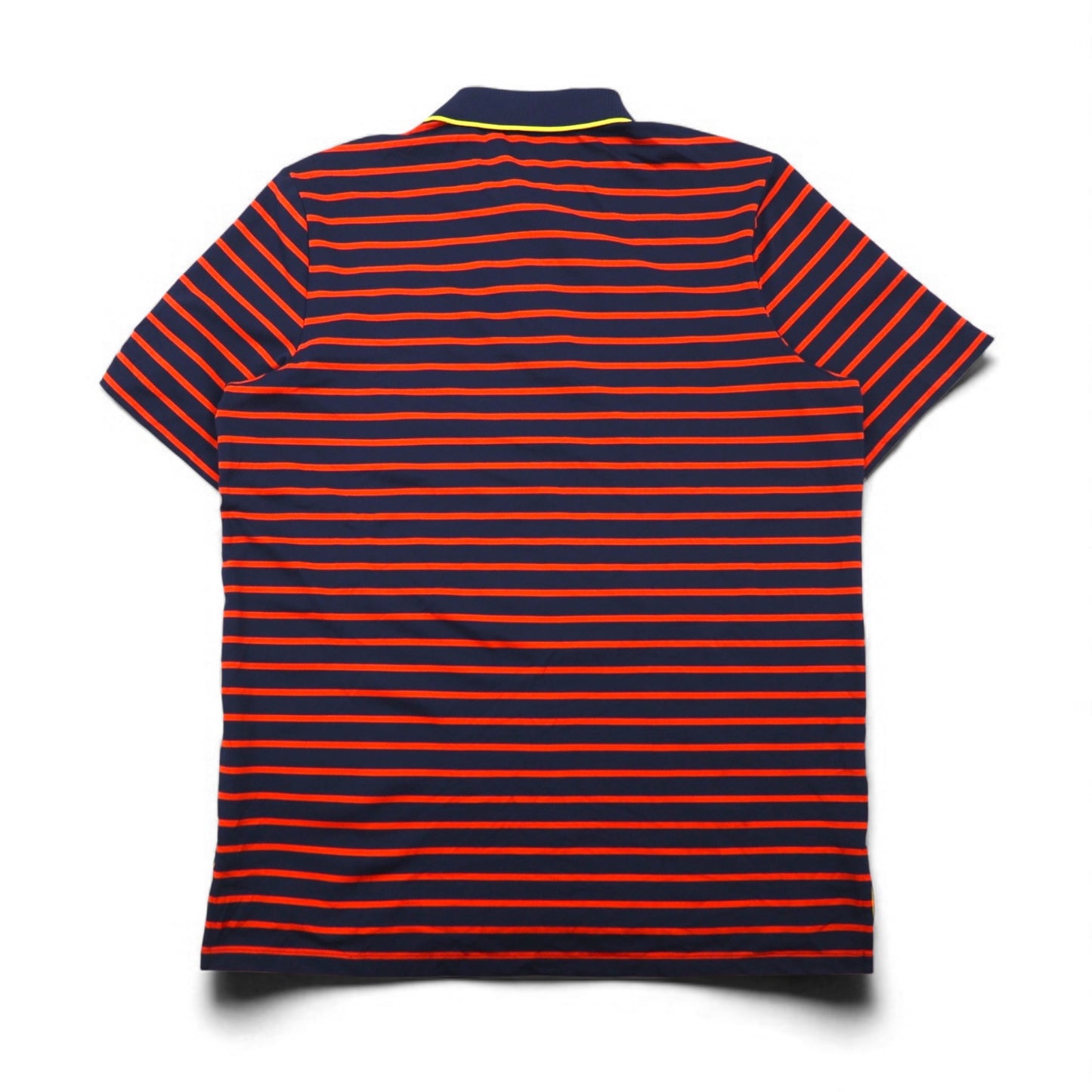 RLX RALPH LAUREN ストレッチメッシュ ポロシャツ L ボーダー ネイビー オレンジ ポリエステル