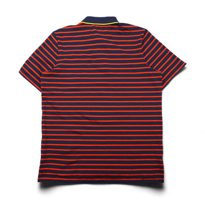 RLX RALPH LAUREN ストレッチメッシュ ポロシャツ L ボーダー ネイビー オレンジ ポリエステル