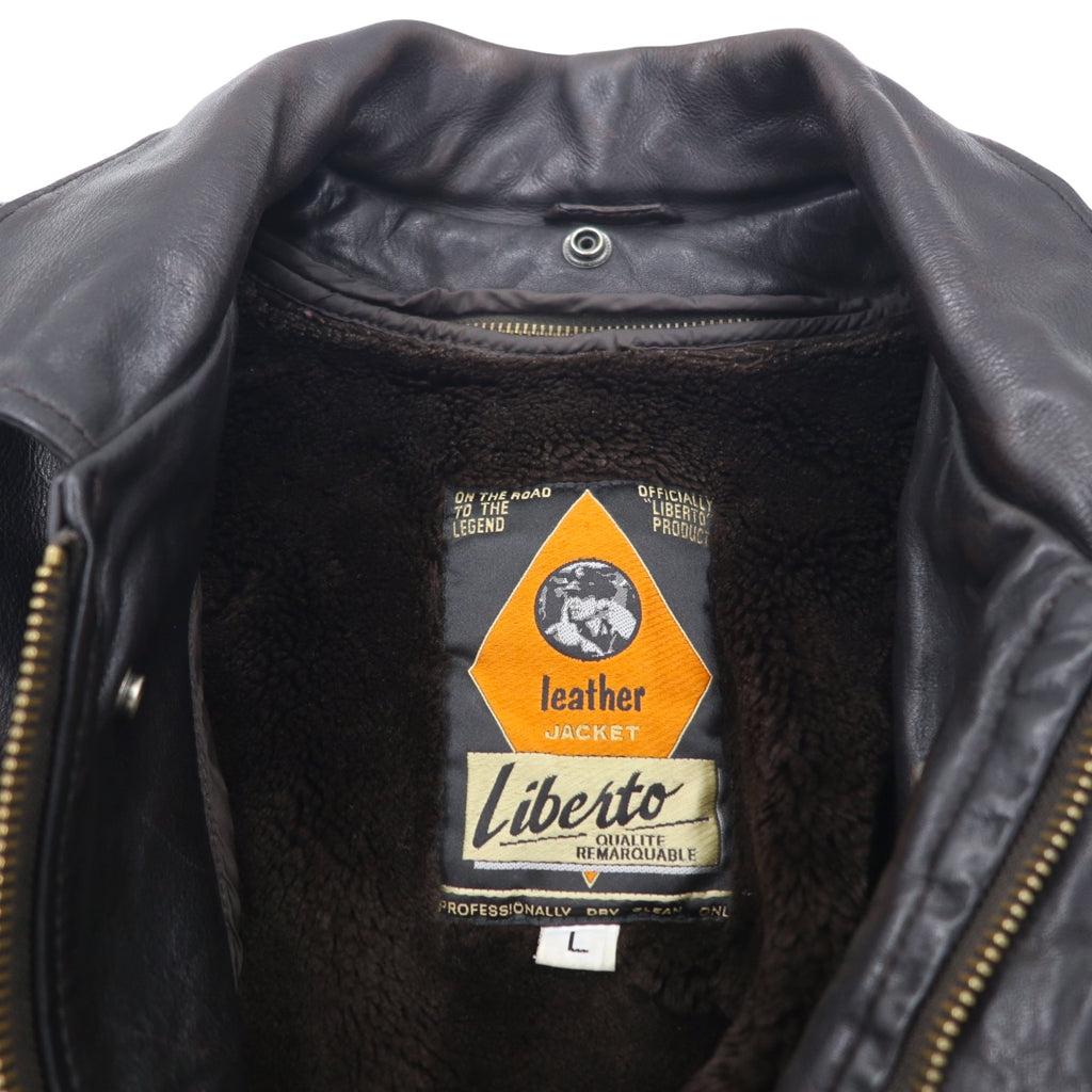 80s Liberto Cow Leather A-2 Flight Jacket, L, Brown, Cowhide, Removable Boa Liner