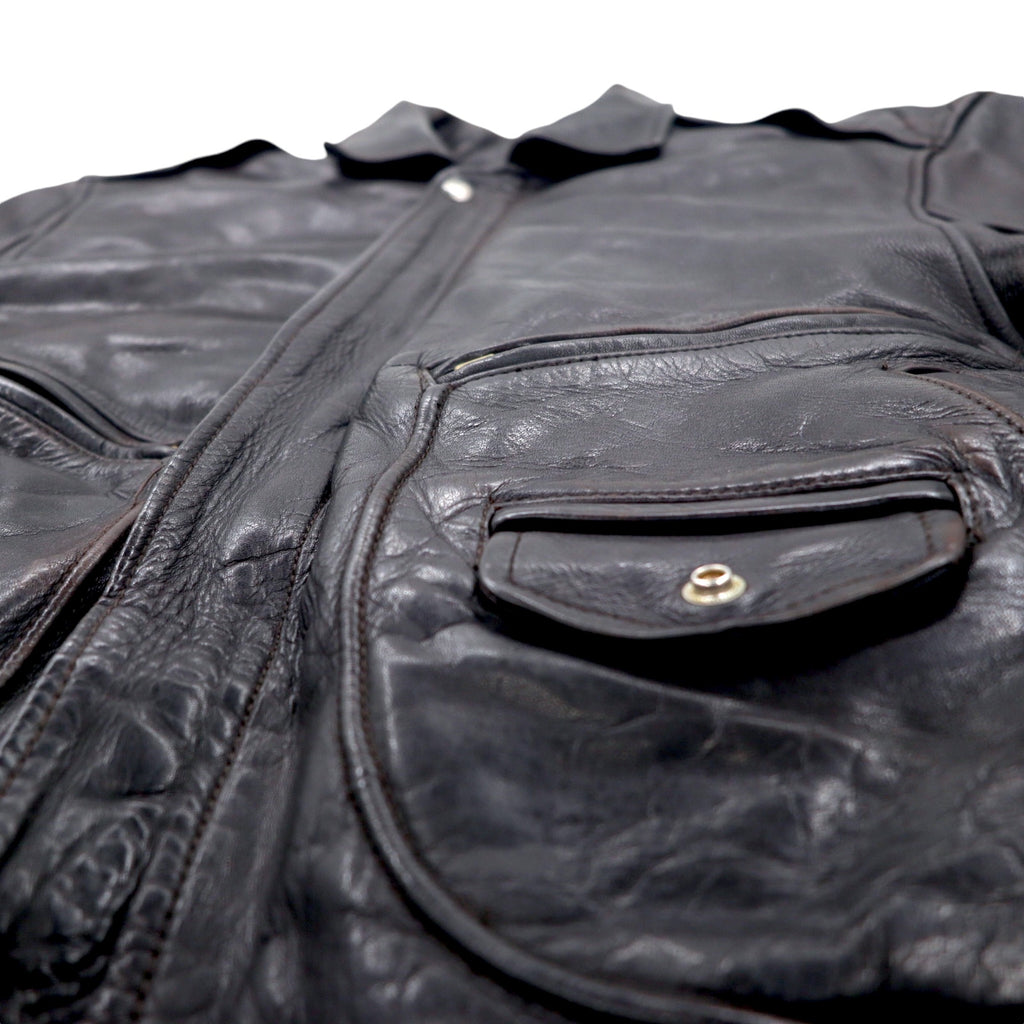 80s Liberto Cow Leather A-2 Flight Jacket, L, Brown, Cowhide, Removable Boa Liner