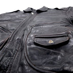 80s Liberto Cow Leather A-2 Flight Jacket, L, Brown, Cowhide, Removable Boa Liner