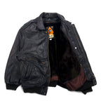 80s Liberto Cow Leather A-2 Flight Jacket, L, Brown, Cowhide, Removable Boa Liner