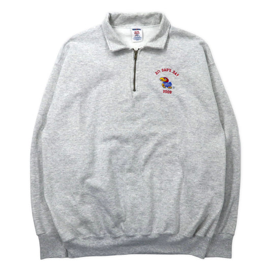 JERZEES ハーフジップ スウェット XL グレー コットン 裏起毛 SUPER SWEATS ビッグサイズ