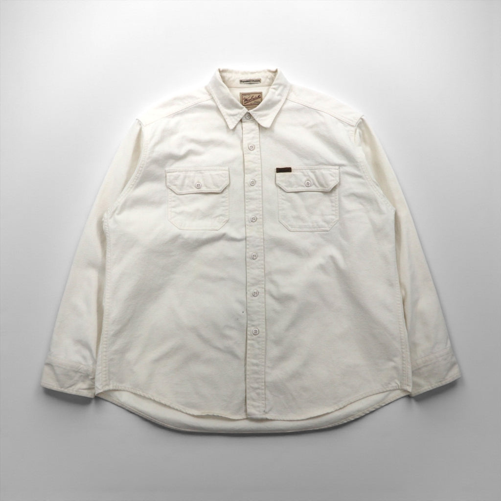 Woolrich 90s Chamois Cloth Flannel Work Shirt, XL, White, Expedition Chamois, Double Pocket