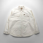 Woolrich 90s Chamois Cloth Flannel Work Shirt, XL, White, Expedition Chamois, Double Pocket