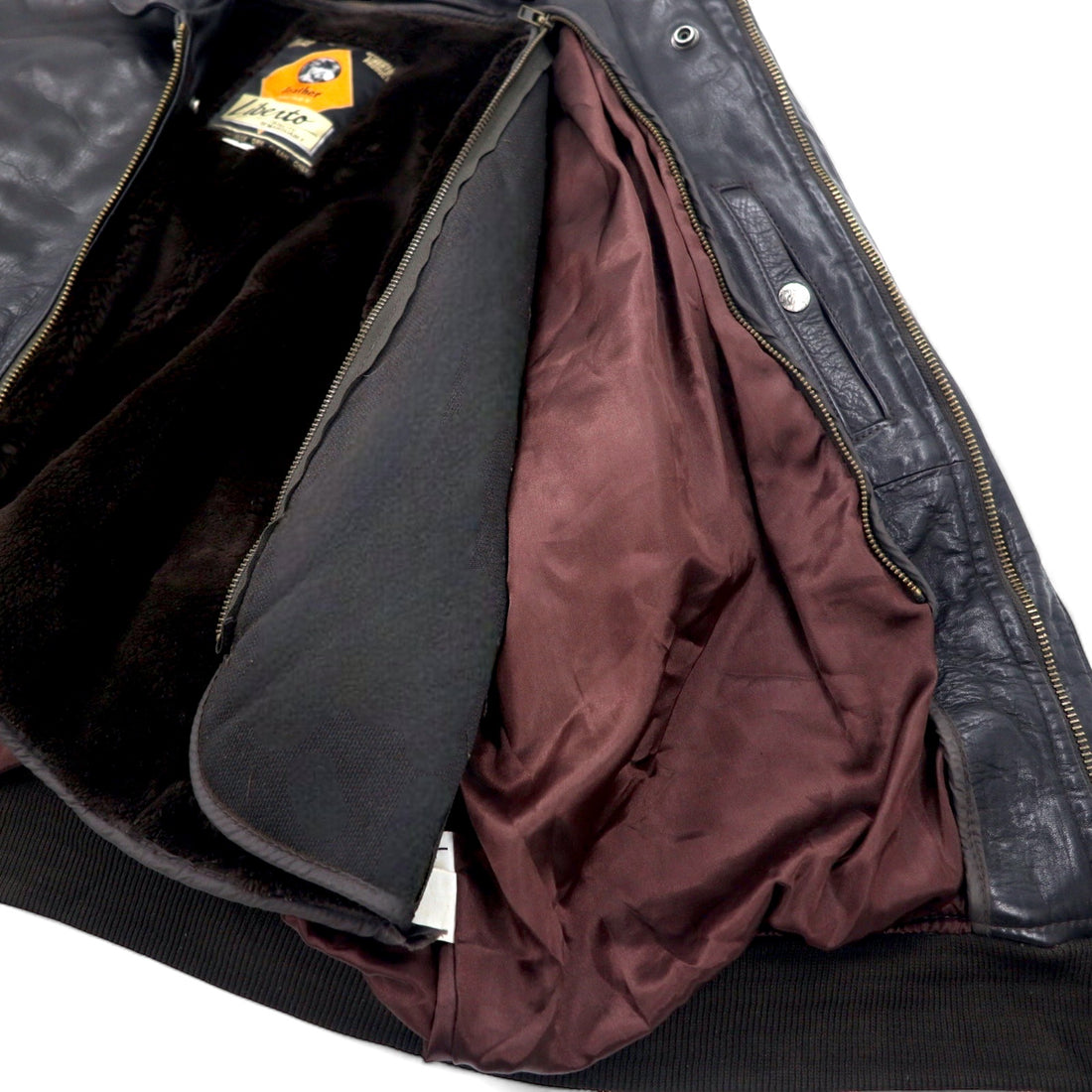 80s Liberto Cow Leather A-2 Flight Jacket, L, Brown, Cowhide, Removable Boa Liner