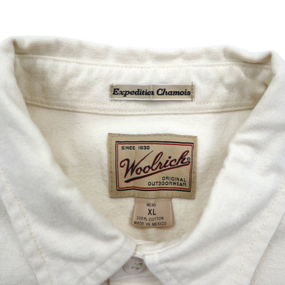 Woolrich 90年代 シャモアクロス フランネル ワークシャツ XL ホワイト Expedition Chamois ダブルポケット