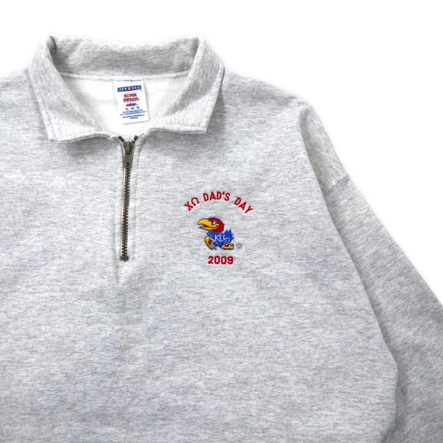 JERZEES ハーフジップ スウェット XL グレー コットン 裏起毛 SUPER SWEATS ビッグサイズ