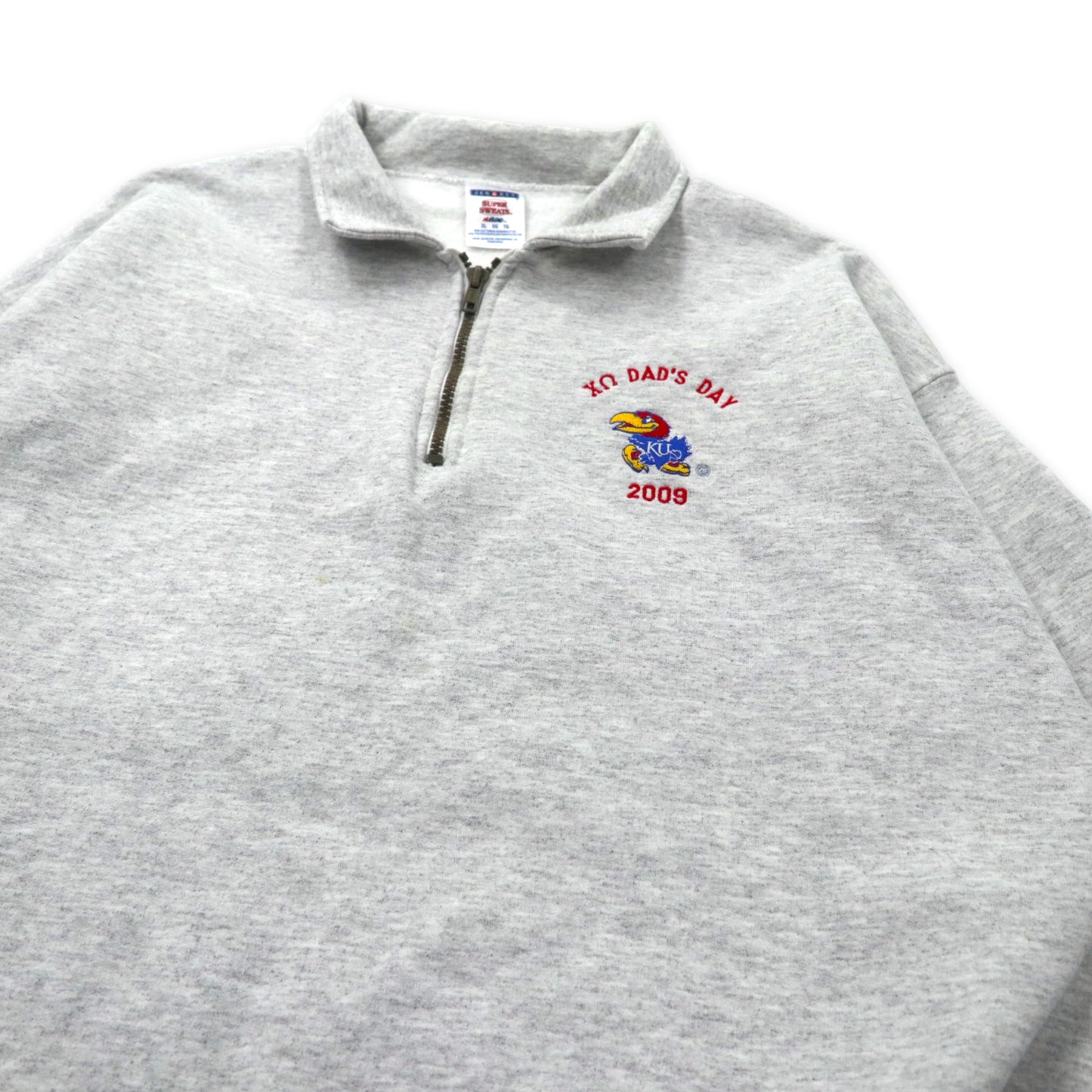 JERZEES ハーフジップ スウェット XL グレー コットン 裏起毛 SUPER SWEATS ビッグサイズ