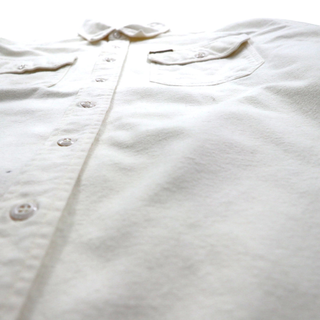 Woolrich 90s Chamois Cloth Flannel Work Shirt, XL, White, Expedition Chamois, Double Pocket