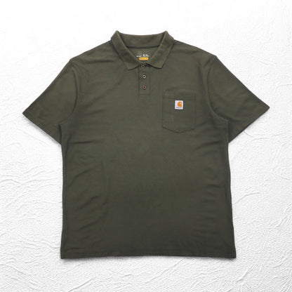 carhartt オリジナルフィット ポケット付き ポロシャツ XL カーキ ORIGINAL FIT