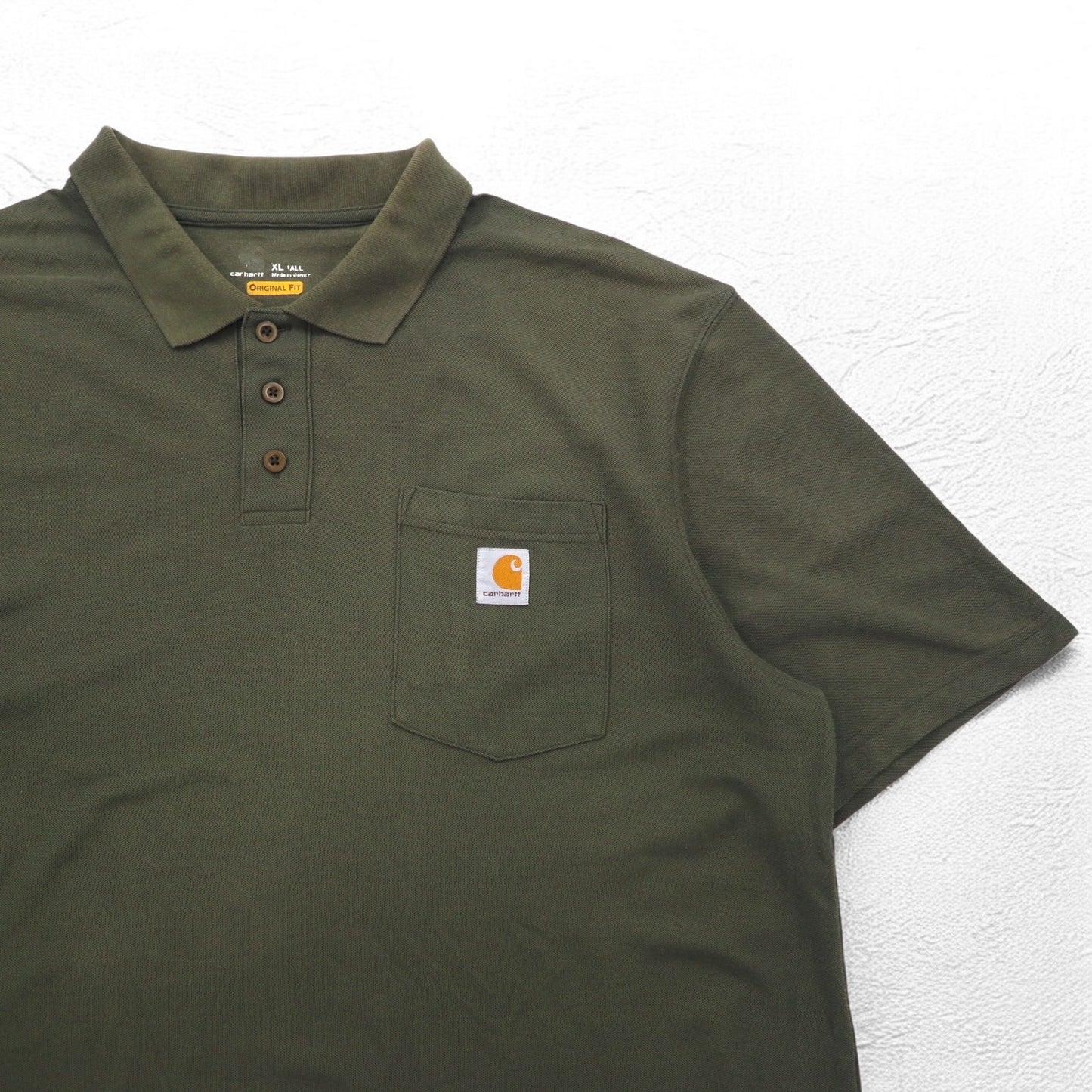 carhartt オリジナルフィット ポケット付き ポロシャツ XL カーキ ORIGINAL FIT