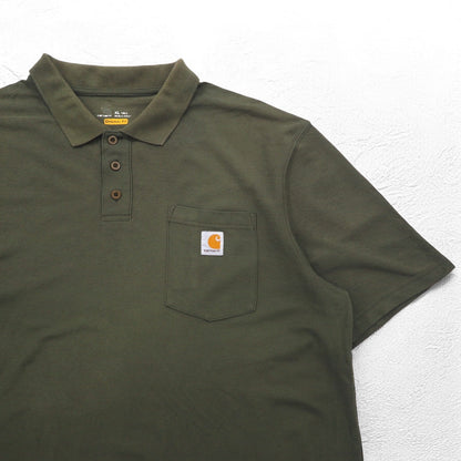 carhartt オリジナルフィット ポケット付き ポロシャツ XL カーキ ORIGINAL FIT