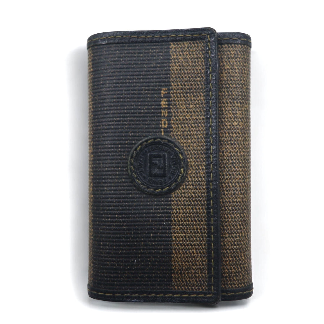 FENDI Made in Italy Pecan 6-ring key case Black Beige PVC Leather 2284/513516