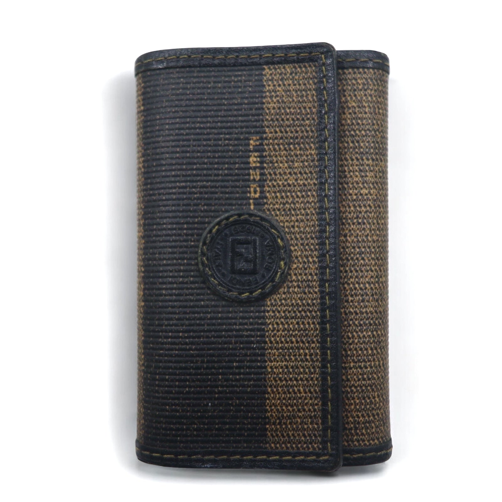 FENDI Made in Italy Pecan 6-ring key case Black Beige PVC Leather 2284/513516