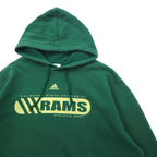 adidas College Print Hoodie XL Green Cotton NCAA RAMS