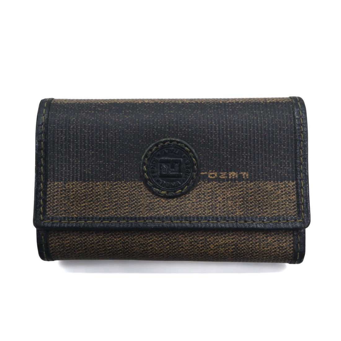 FENDI Made in Italy Pecan 6-ring key case Black Beige PVC Leather 2284/513516