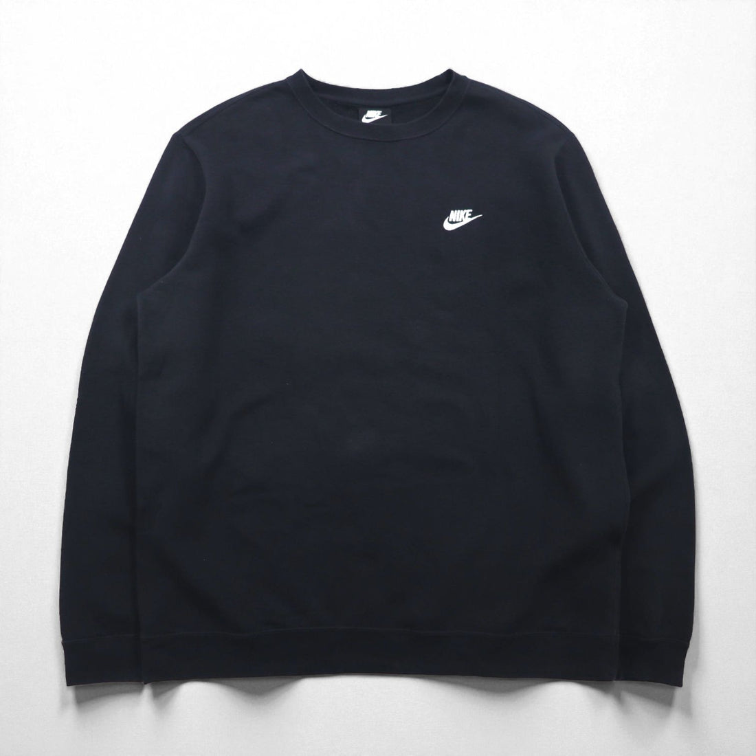 NIKE Sweatshirt, XL, Black, Club Swoosh Crew Logo, 804340-010