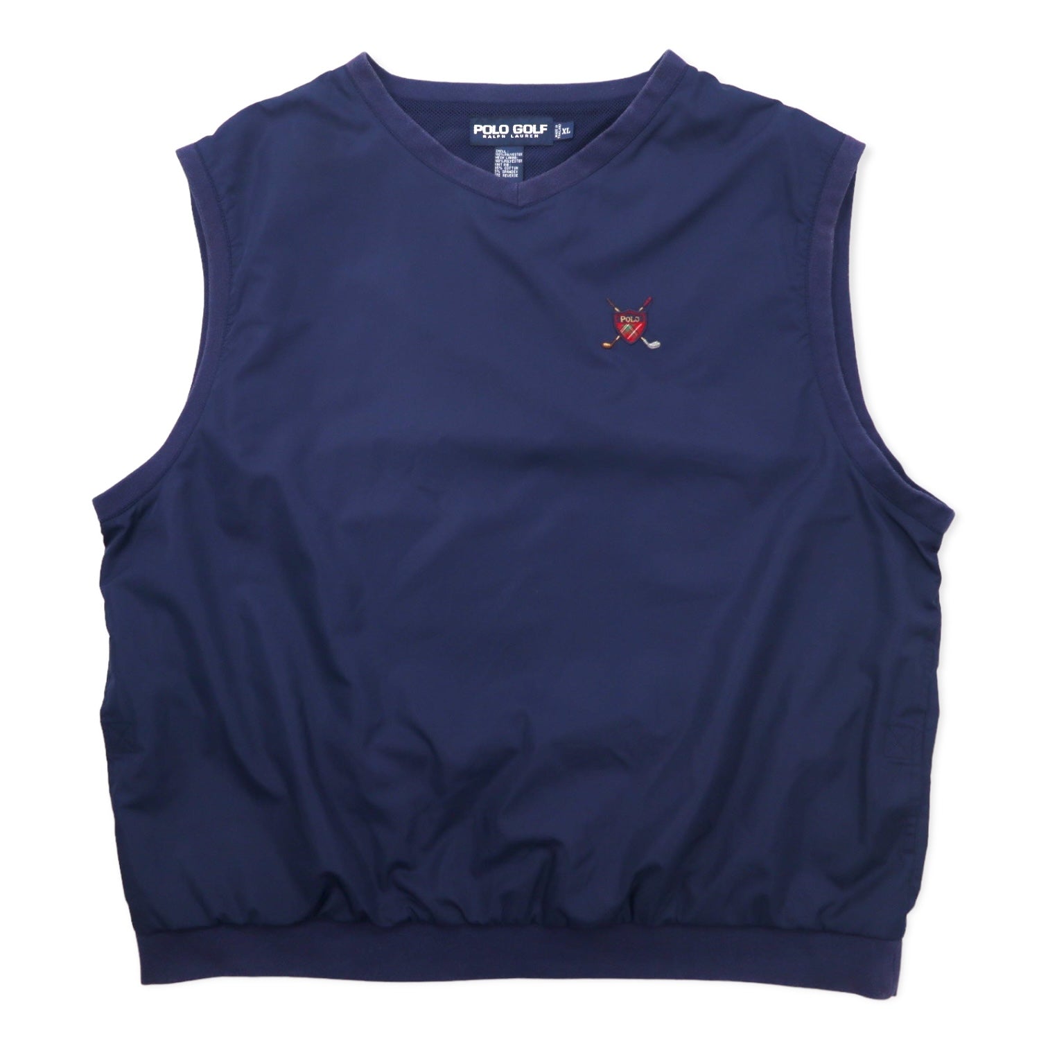 日本然リトテ-古着オンライン-POLO GOLF RALPH LAUREN ピステ ベスト プルオーバー XL ネイビー ポリエステル メッシュライナー ワンポイントロゴ-POLO GOLF RALPH LAUREN Piste Vest Pullover XL Navy Polyester Mesh Liner One Point Logo