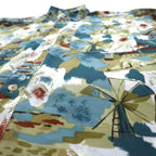 Vintage 90s Japan Made Retro Shirt mio SIROCCO Poly Shirt M Multicolor All-over Pattern Art