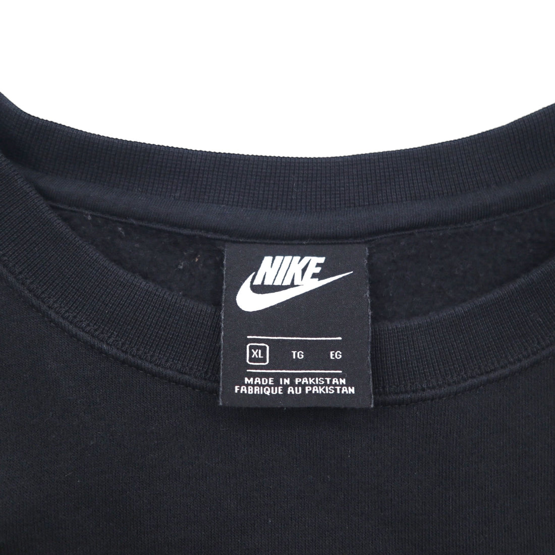 NIKE Sweatshirt, XL, Black, Club Swoosh Crew Logo, 804340-010