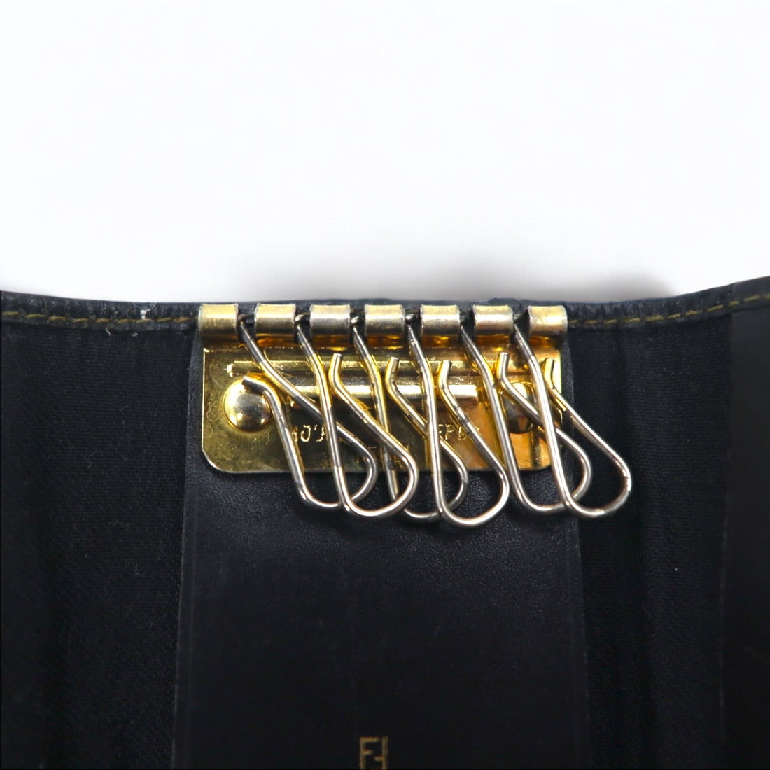 FENDI Made in Italy Pecan 6-ring key case Black Beige PVC Leather 2284/513516