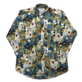 Vintage 90s Japan Made Retro Shirt mio SIROCCO Poly Shirt M Multicolor All-over Pattern Art