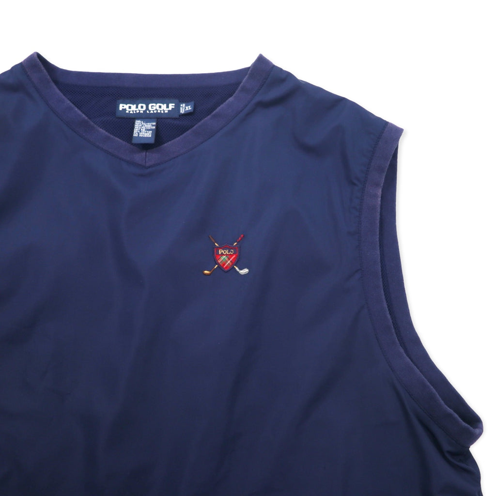 POLO GOLF RALPH LAUREN Piste Vest Pullover XL Navy Polyester Mesh Liner One Point Logo