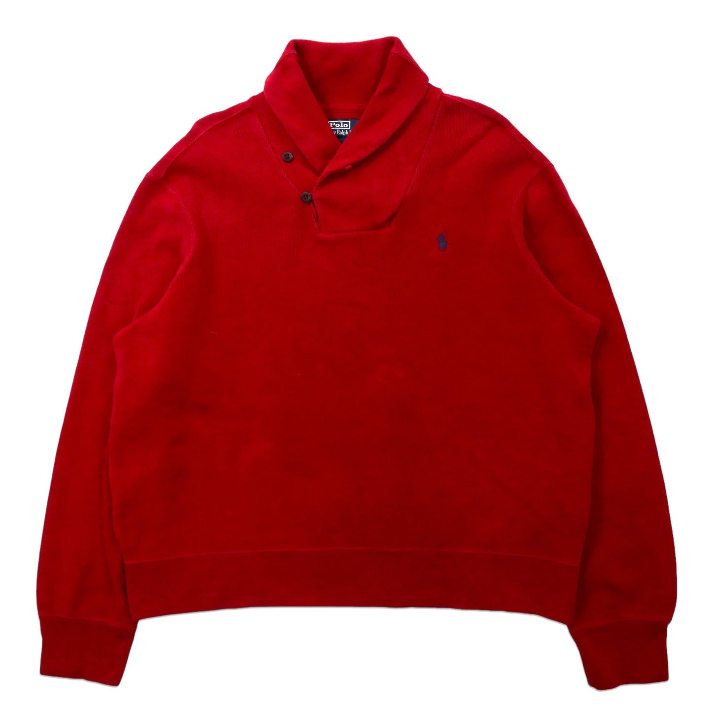 POLO by RALPH LAUREN SHAWL COLLAR Sweatshirt XL Red Cotton Small