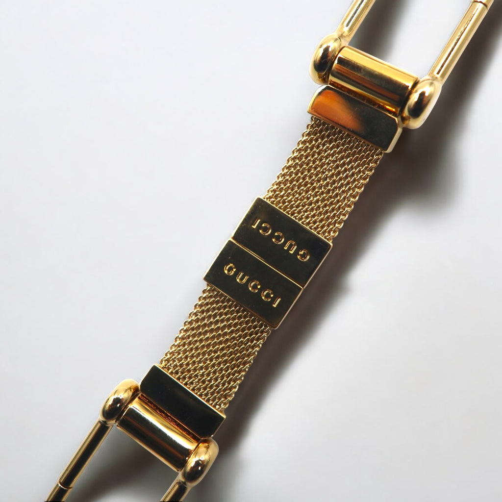 GUCCI Made in Italy Separate Key Holder Key Ring Gold Metal Mesh