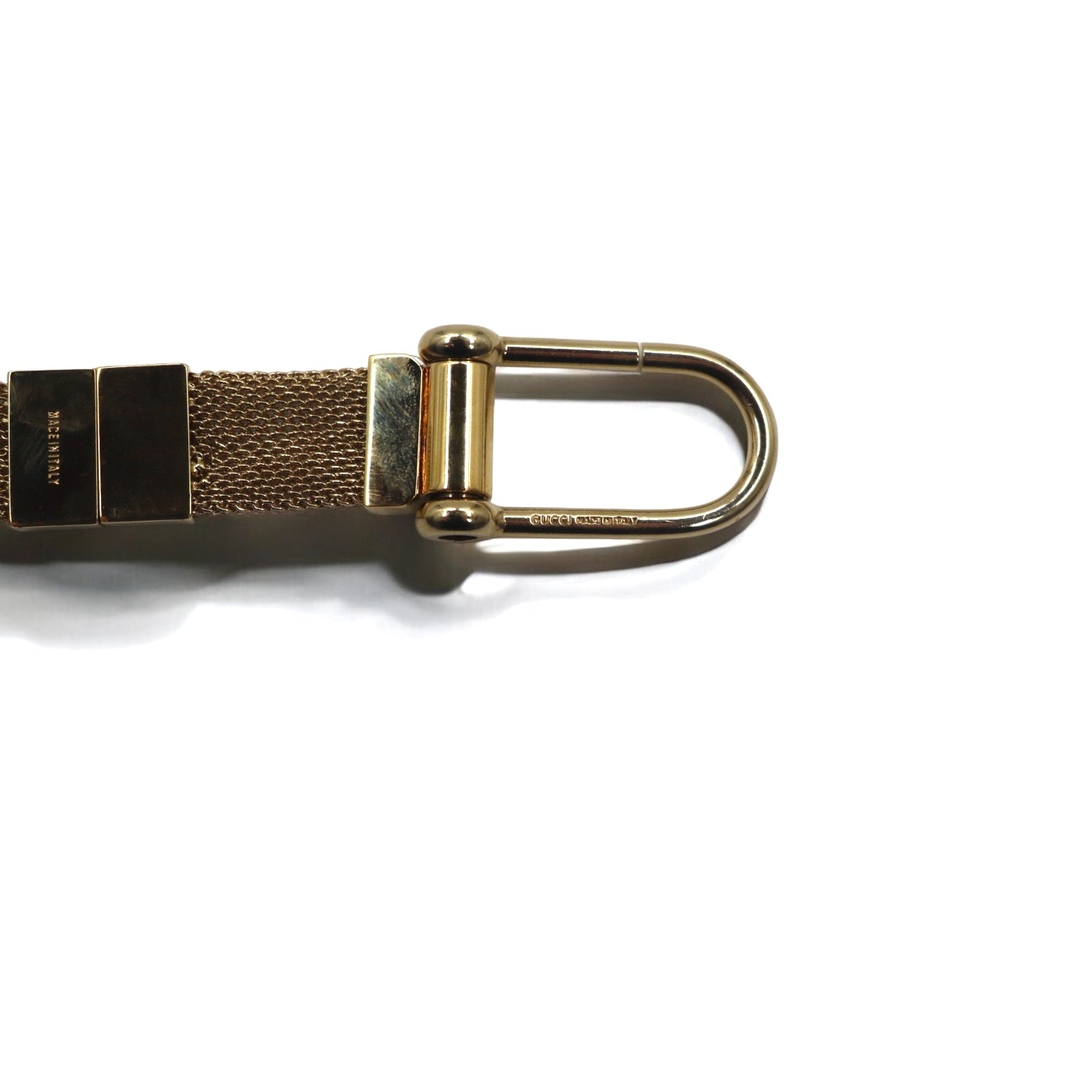 GUCCI Made in Italy Separate Key Holder Key Ring Gold Metal Mesh