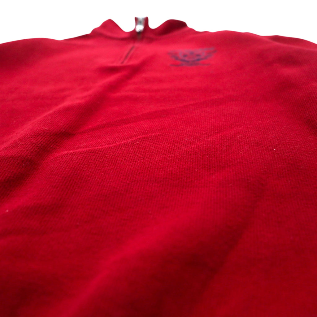 VAN-JAC- Half-Zip Sweatshirt M Red Cotton Embroidered Embroidery