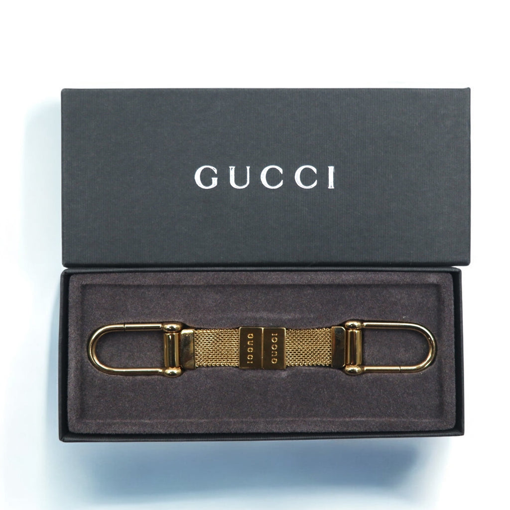 GUCCI Made in Italy Separate Key Holder Key Ring Gold Metal Mesh