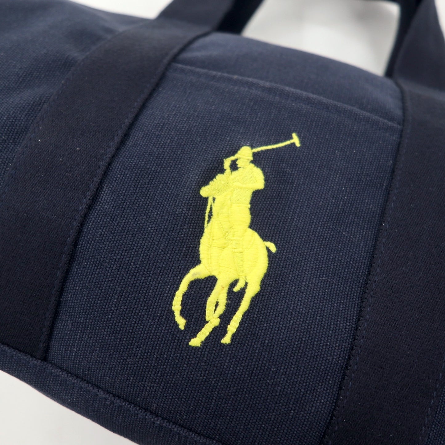 RALPH LAUREN ビッグポニー 刺繍 ミニボストンバッグ ダッフルバッグ ネイビー キャンバス コットン