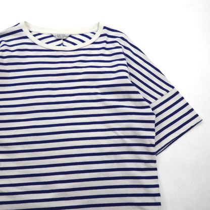 UNUSED Striped T-Shirt, Size L, Blue and White, Cotton, Made in Japan