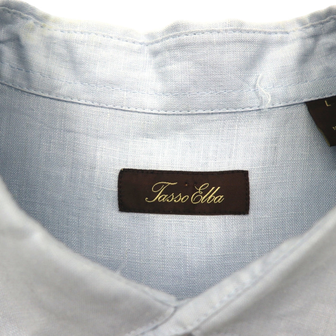 Vintage Cuban Shirt, Large, Blue, Linen, 4-Pocket, Boxy Silhouette, Tasso Elba