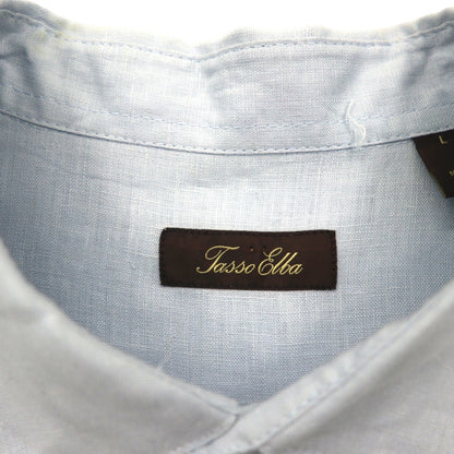 Vintage Cuban Shirt, Large, Blue, Linen, 4-Pocket, Boxy Silhouette, Tasso Elba